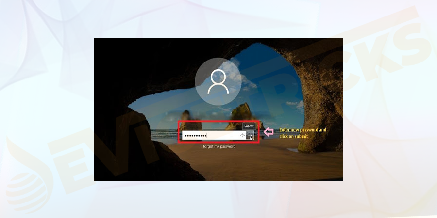 The next button redirects you to the log–on the screen. Enter your new password.