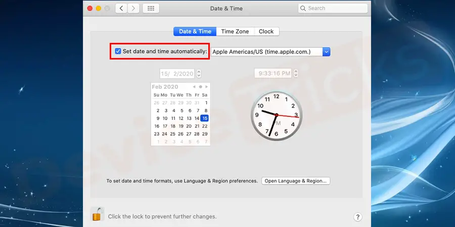 Choose set date & time automatically. This will update according to Apple’s NTP servers