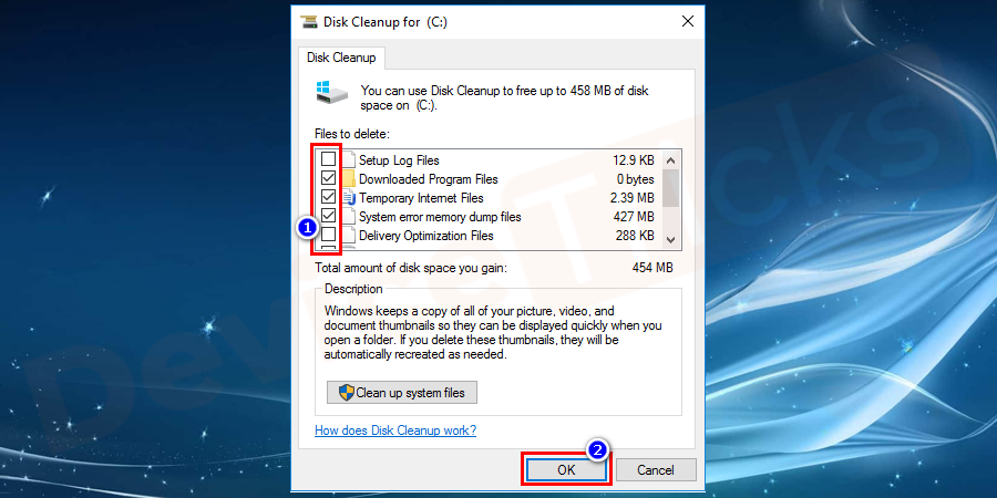Check all the unwanted categories of the boxes and click Ok.