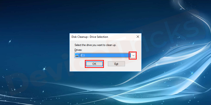 choose the drive which you want to clean