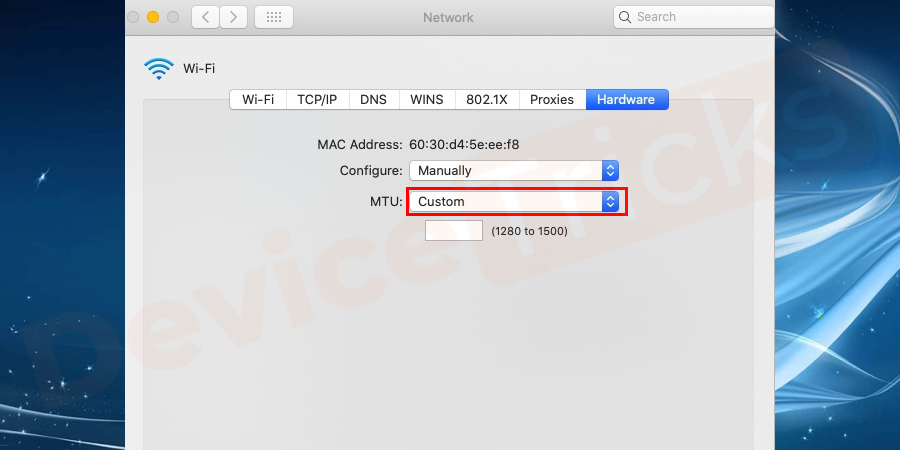 Next from the drop-down menu, select custom.