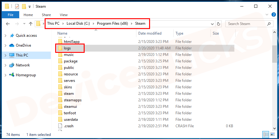 Head to the folder ‘logs’ and open ‘txt’