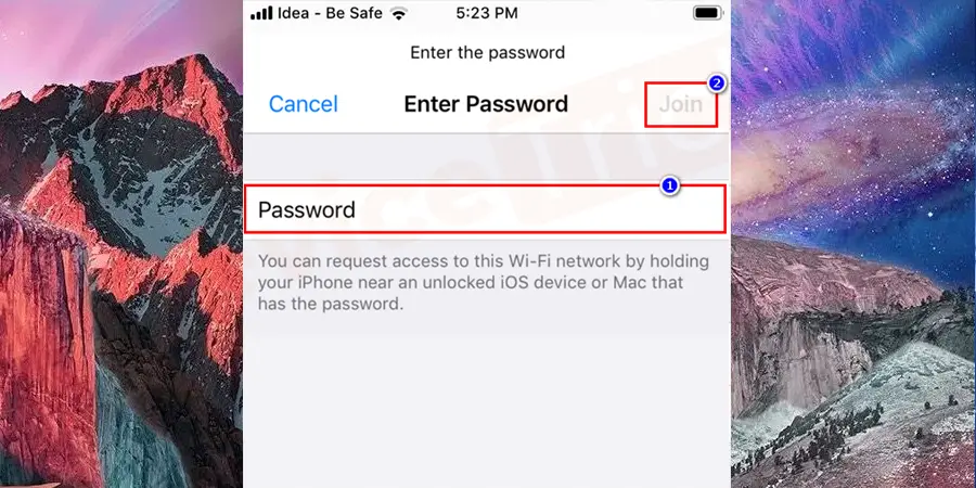 Enter your Wi-Fi password and then click on the Join button. You will be prompted to go to the next page. Do not go to the next page. Select the “Back” option.