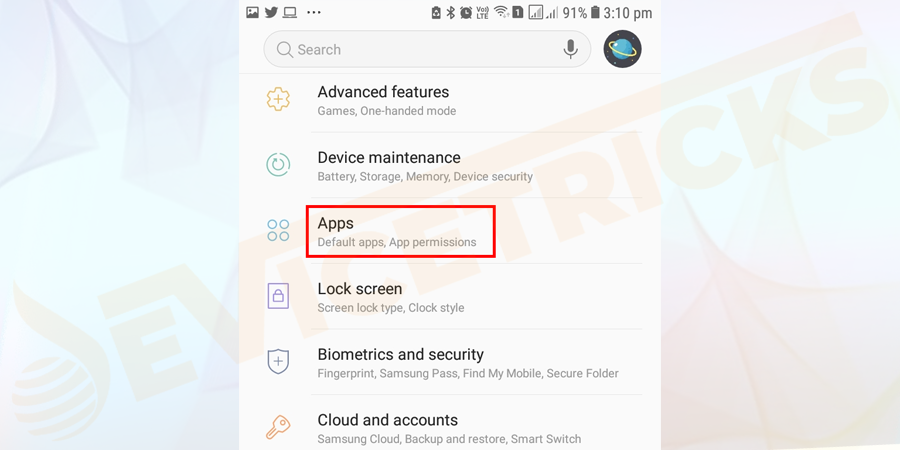 Then click on Apps.