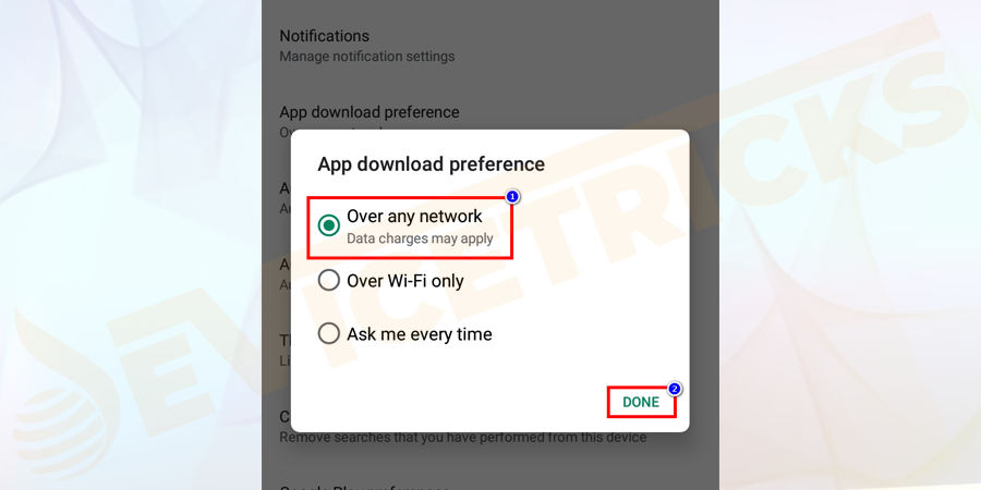 Click on Over any network.