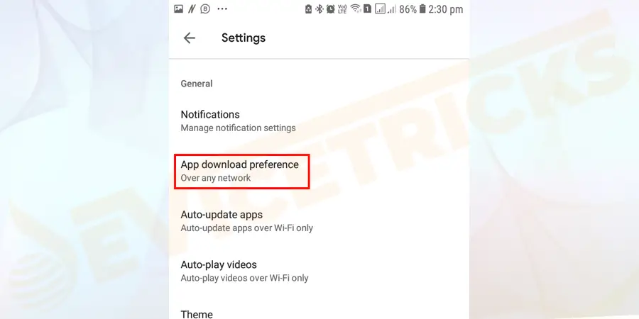 Go to App downloads preference.