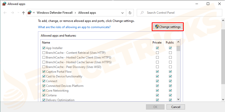 Next, in the appeared window, click on Change Settings box at the right side as shown in the below image.