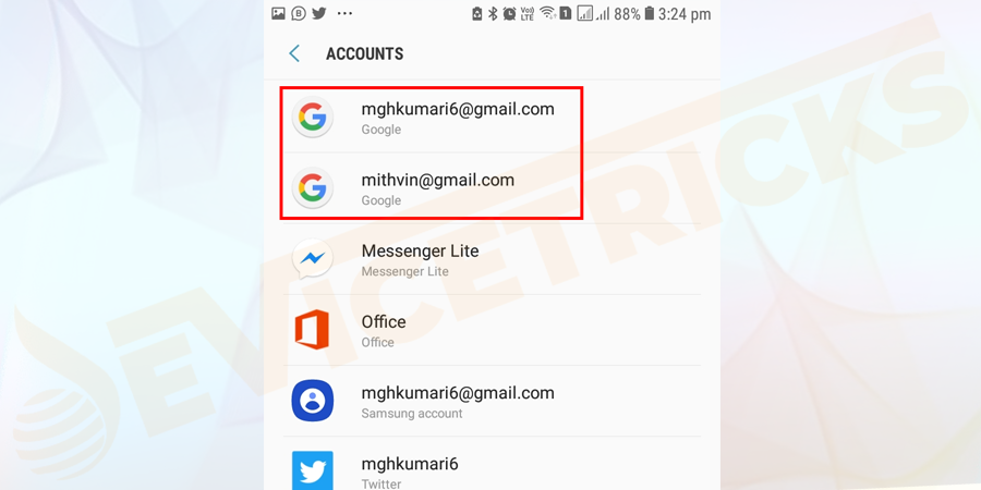 Then choose Google account.