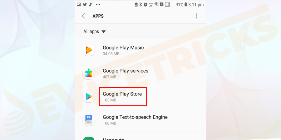 Further click on Google Play Store.