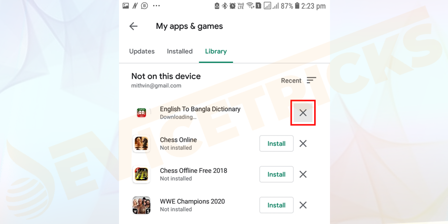 And to stop entire downloads > click on STOP. Or to stop some apps download, click on cross (X) icon next to them.
