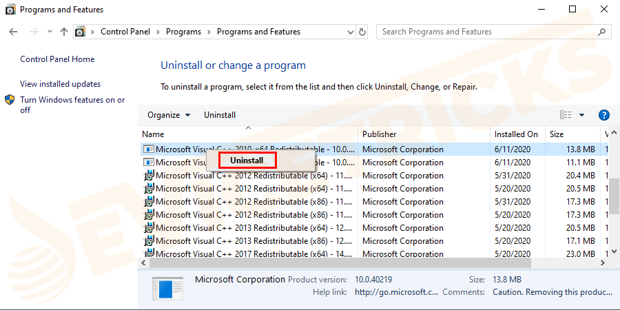Right-click on the suspicious app and select Uninstall.