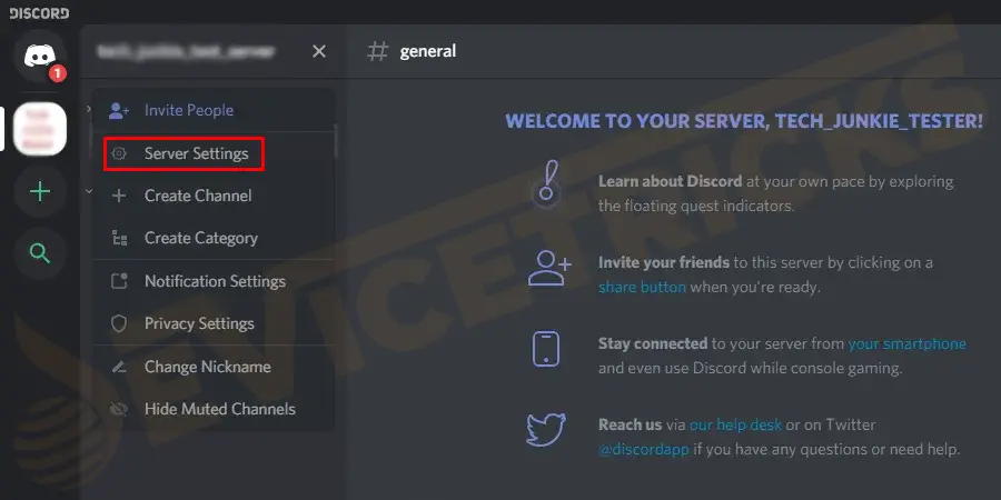 Click on the Server. Once the menu will open click on the Server Settings.