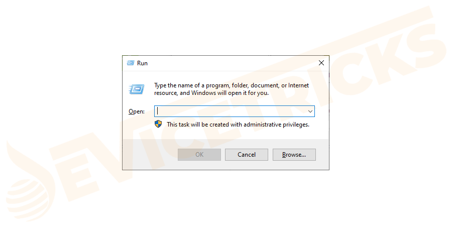 Press Windows+R keys to open the Run dialog box.