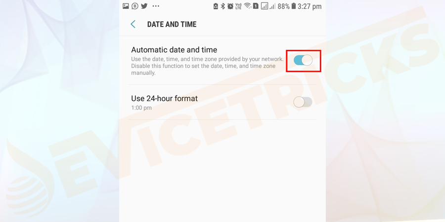 Then turn ON the button after the Automatic date & time and Automatic time zone.