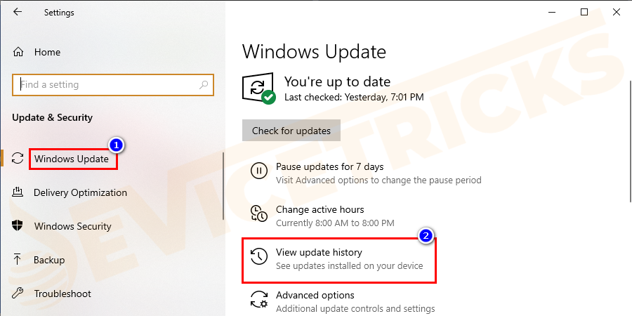 And from the list move to Windows Update > click on View installed update history.