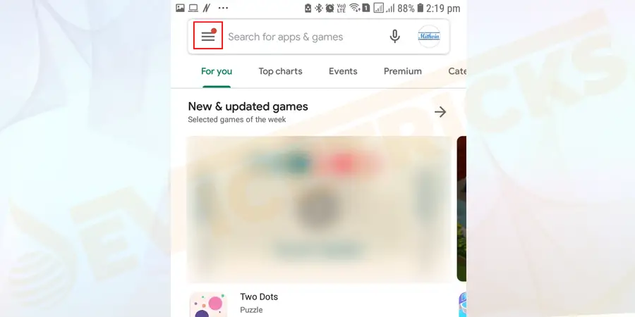 Go to the Play Store > in the upper corner click on the menu button (three lines).
