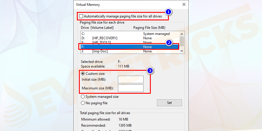 And set the same value in Initial size as well as Maximum size to prevent the system from often requesting page files of different sizes. And can also reduce the system resources consumption and as well as optimizes the system efficiency.