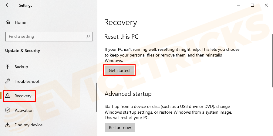 windows 1o factory reset