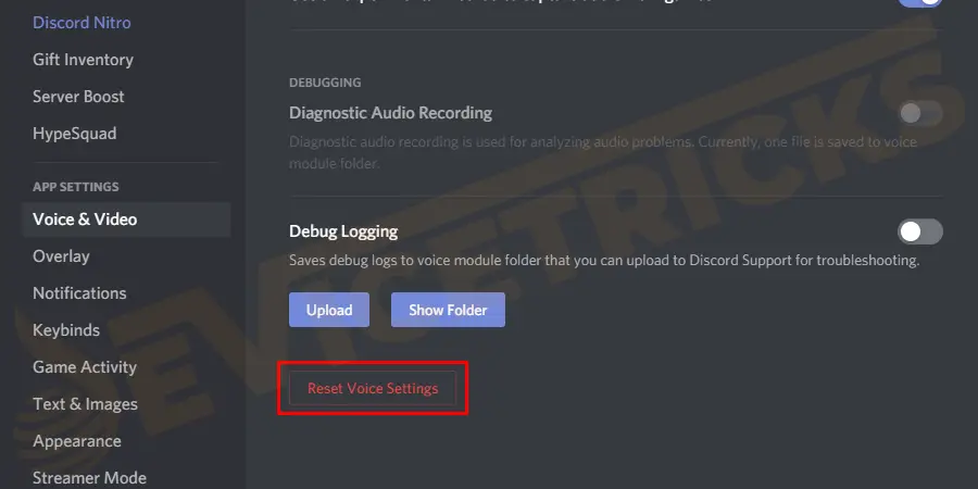 Now in the right section > move down you can see a “Reset Voice Settings button” and click on it.