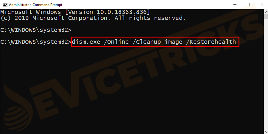 dism.exe /Online /Cleanup-image /Restorehealth