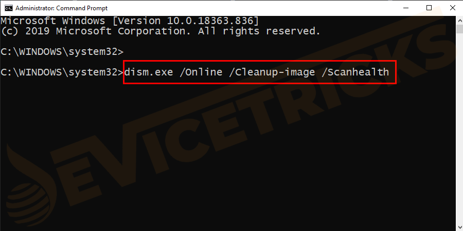 dism.exe /Online /Cleanup-image /Scanhealth