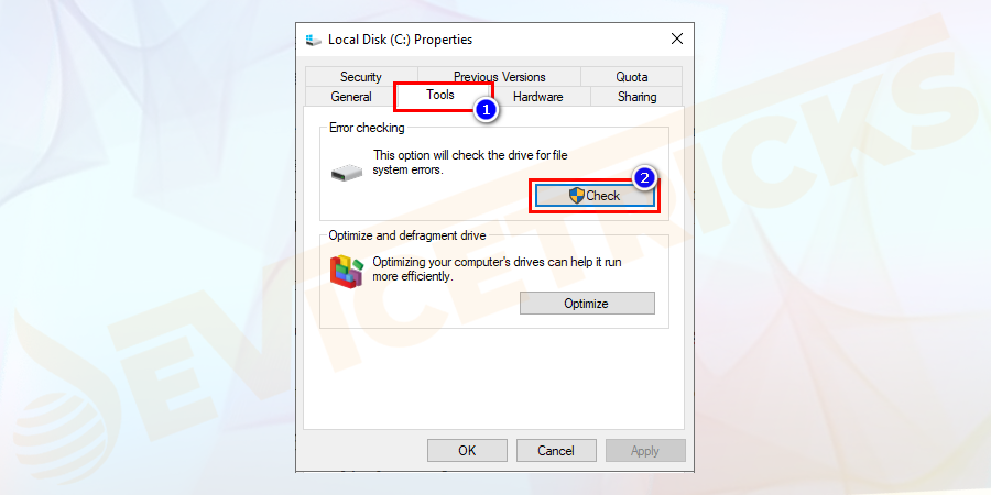 And go to the Tools tab and under Error-checking box, click the Check button.