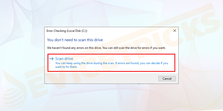 Next click Scan drive to run this.