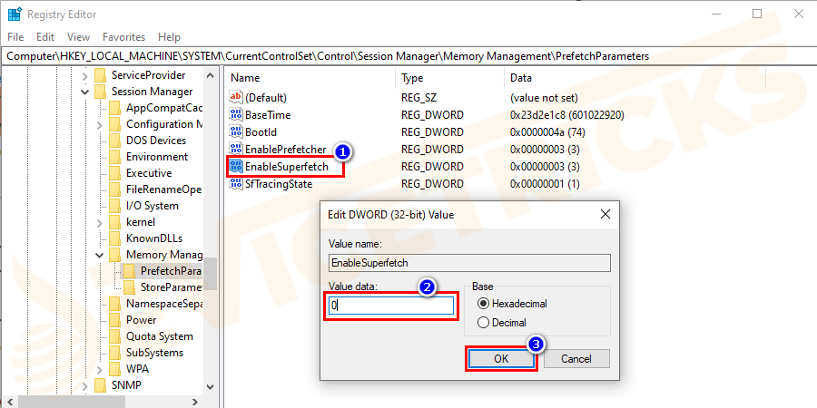 And click the Enabled Superfetch and modify the value to 0 for disabling SuperFetch, now click OK button.