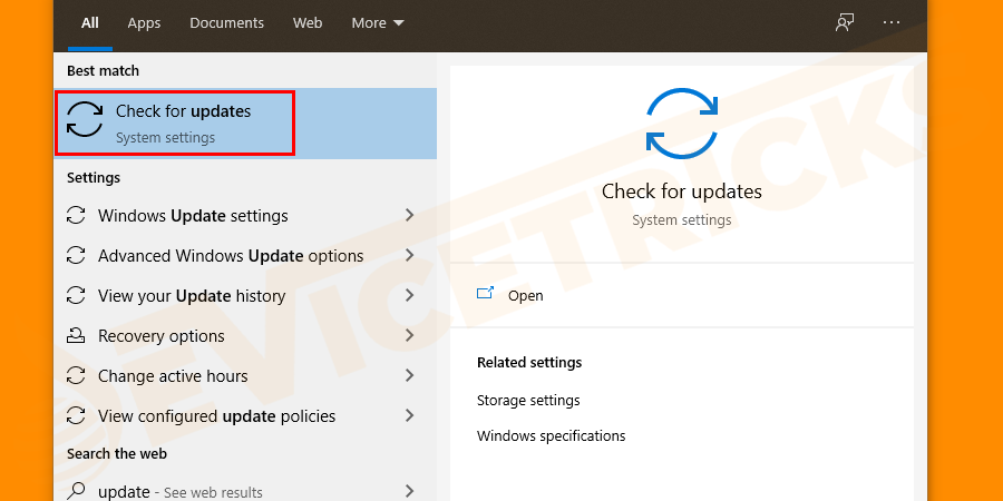 Check for updates or Windows Update