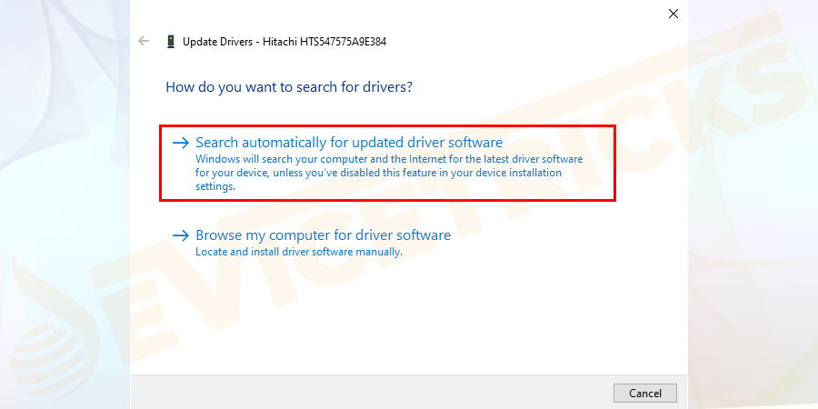 Search automatically for updated driver software