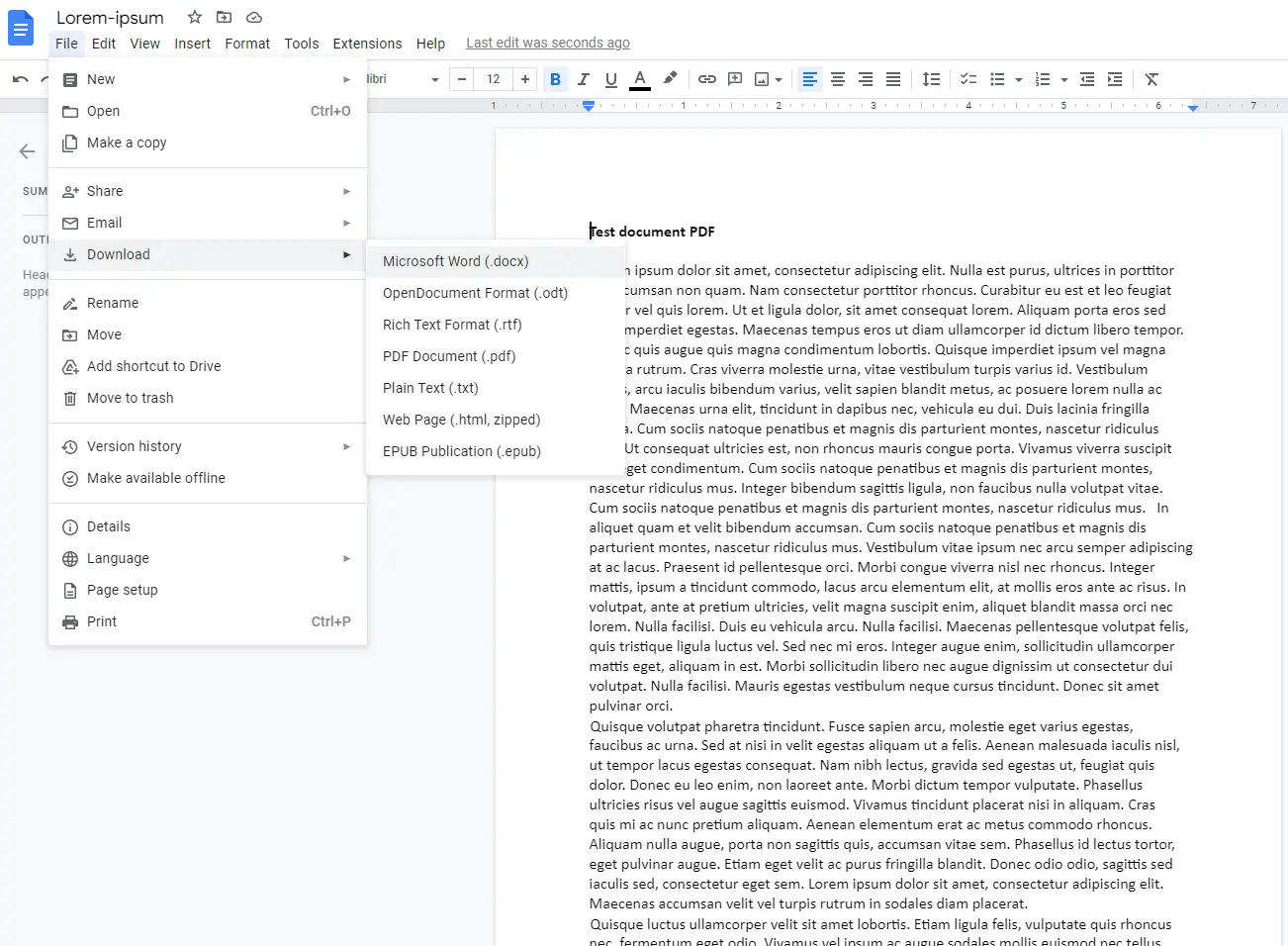 Download the file as MS Word to Convert PDF to word