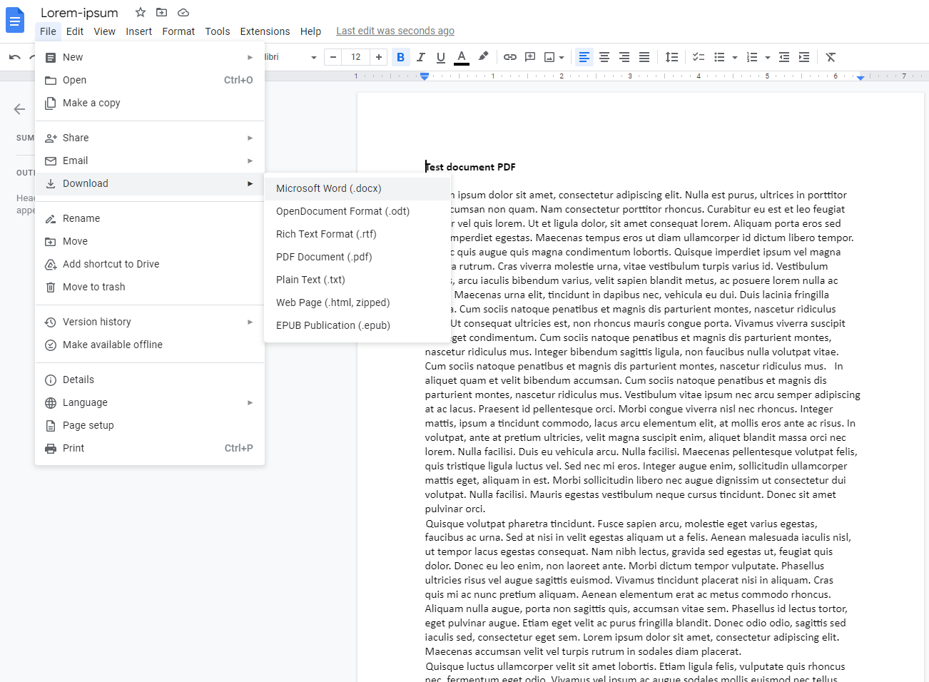 Download the file as MS Word to Convert PDF to word