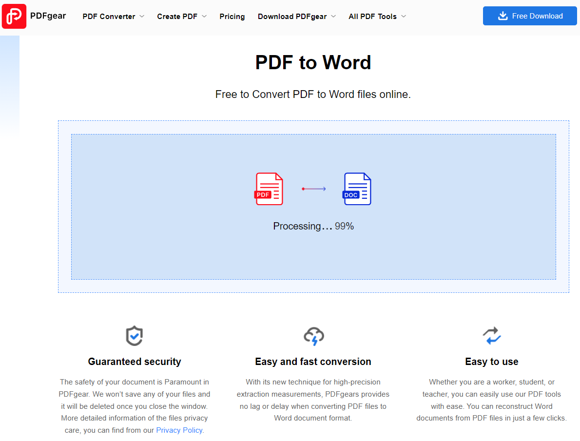 PDF to word processing