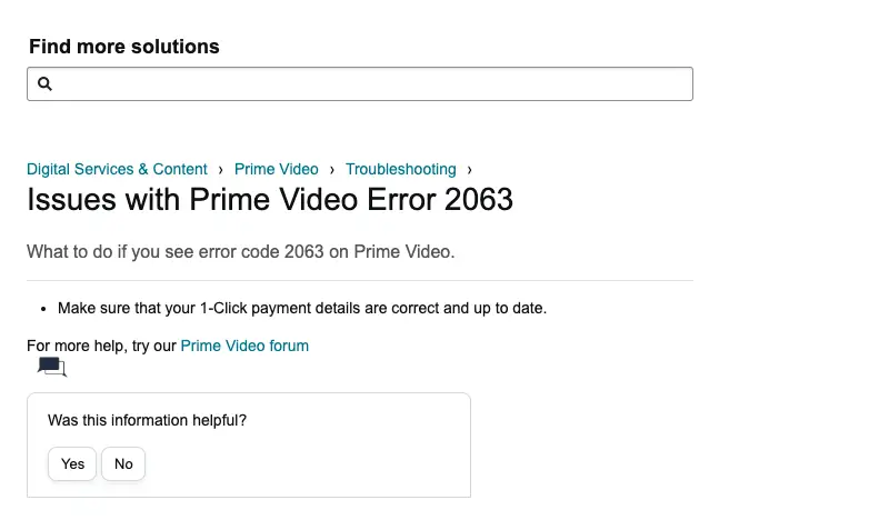 Amazon Prime Video Error 2063